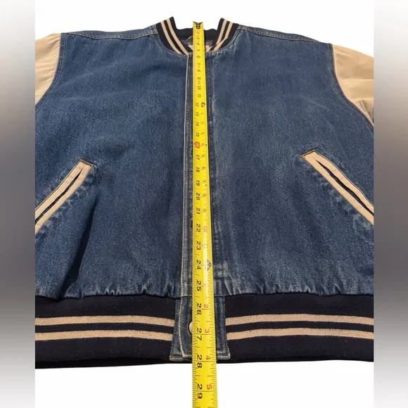 Vintage 90’s Northwest Territory Denim And Canvas Bomber Varsity Style Jacket - Picture 6 of 7